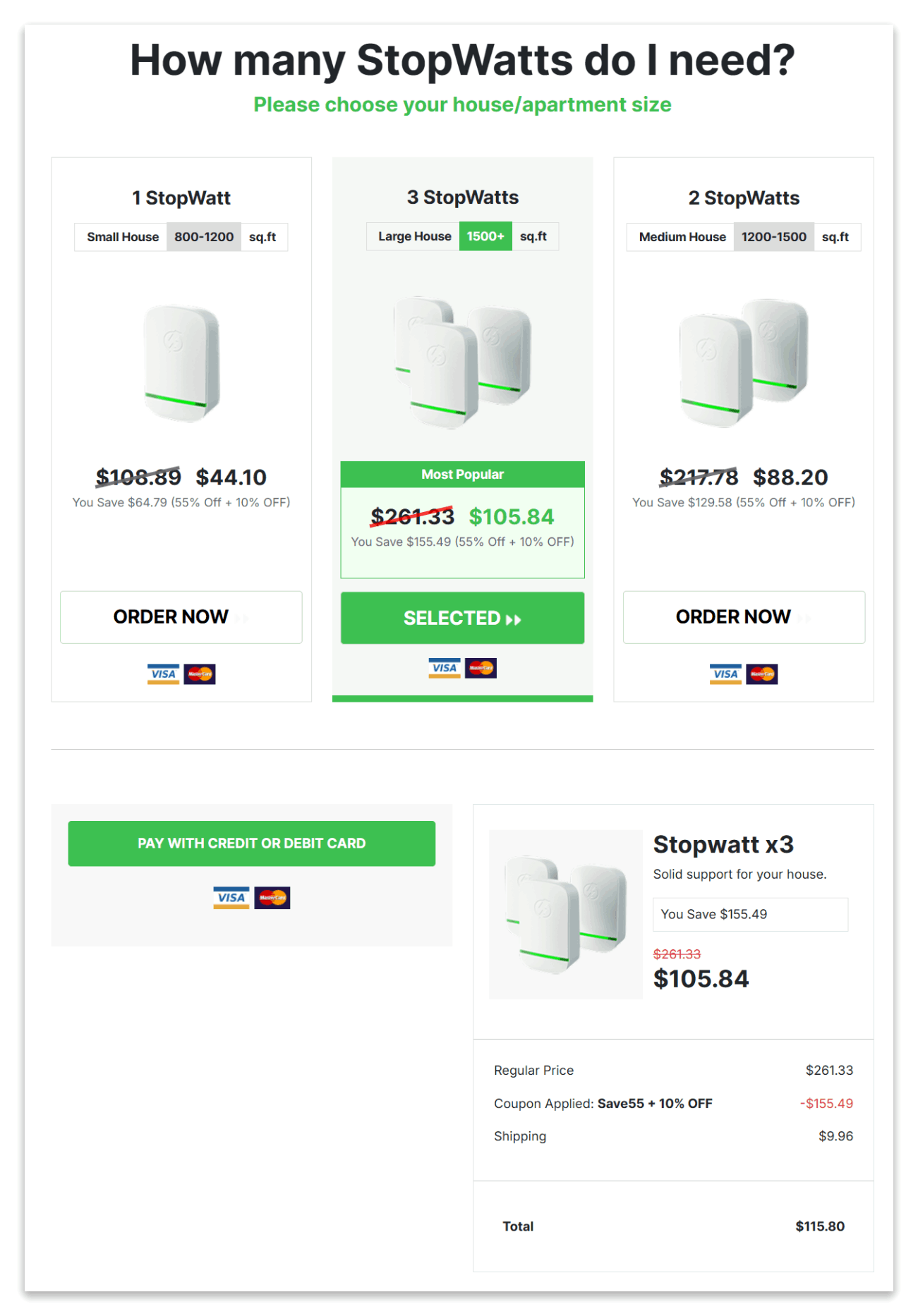 Stopwatt checkout page
